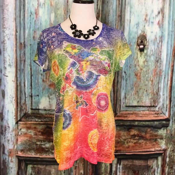 Maurices Tops - Maurices XL Burnout Sublimation Short Sleeve Top